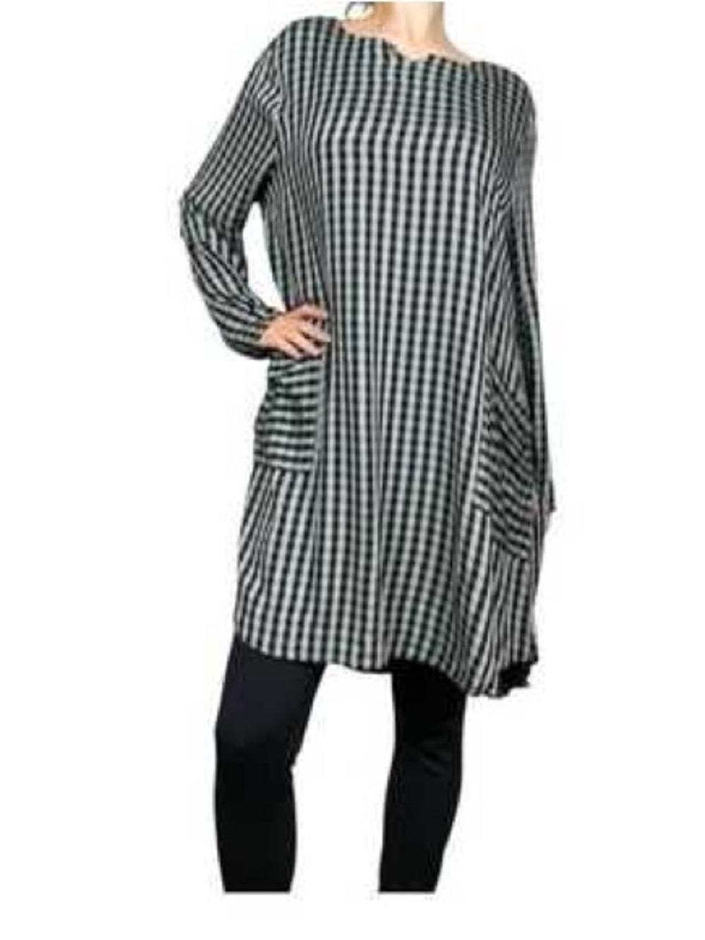 Niche by Nilgun Derman Gingham Plaid Lagenlook Tunic Dress Oversized XXL